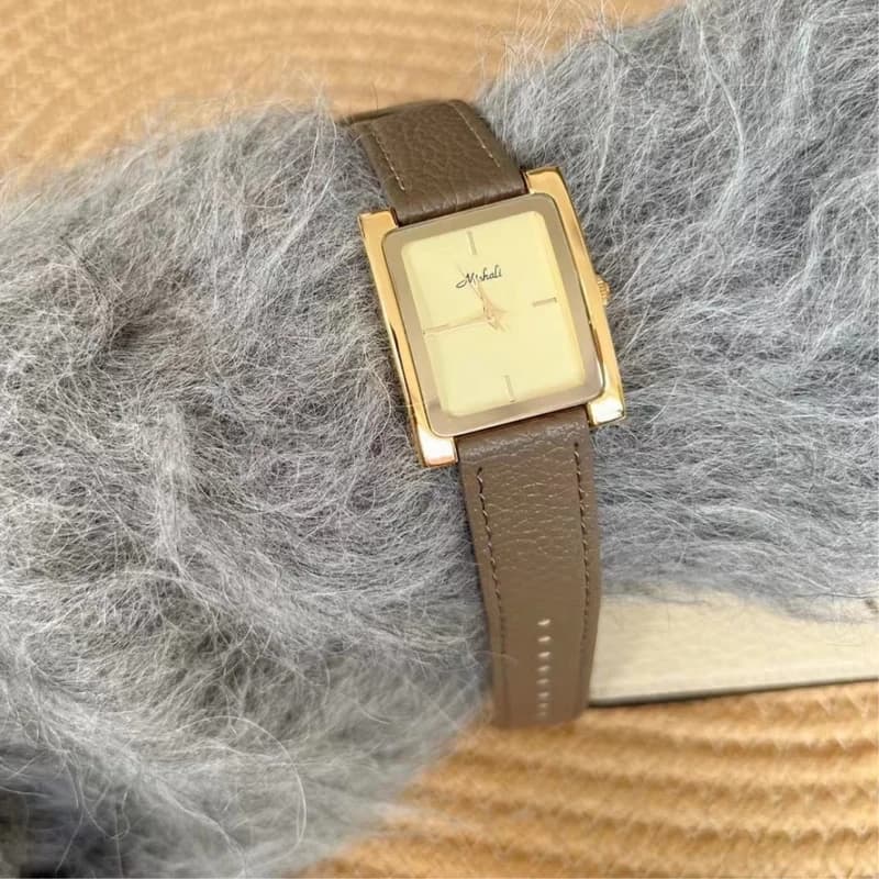 Mishali M21026 Gray Leather Belt Golden Face – view 3