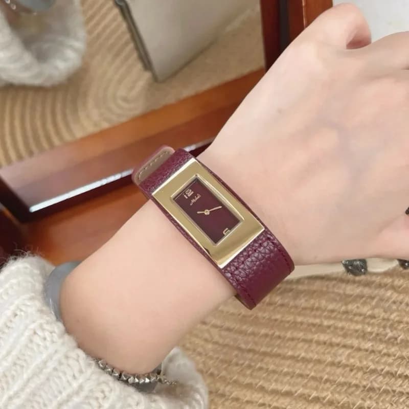 Mishali M25036 Formal Ladies Watch- Wine Red