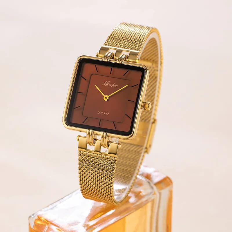 Miss Fox 2176P- Golden Mesh Belt Red Wine Face