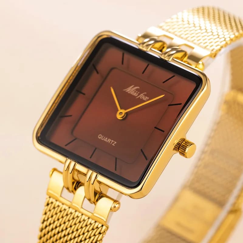 Miss Fox 2176P- Golden Mesh Belt Red Wine Face – view 3