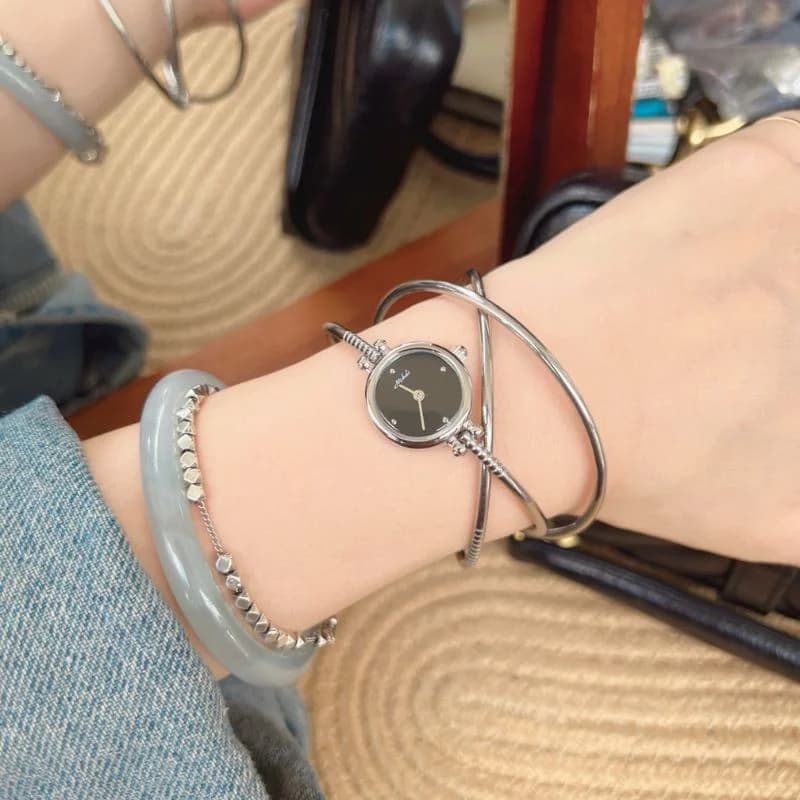 Mishali M2505 3 Silver Bangles Black Face Ladies Watch – view 2
